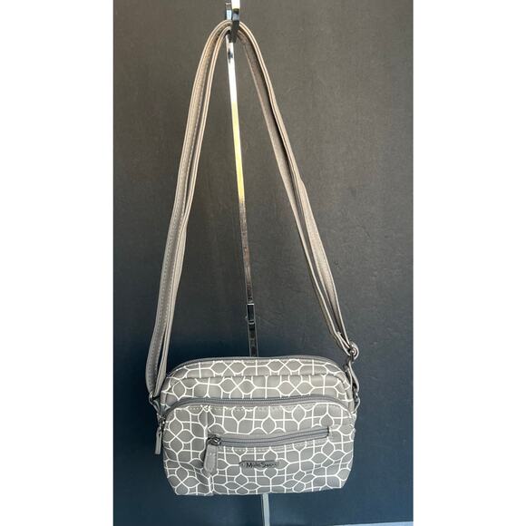 Multi Sac Summerville Geo Print Grey Multi Compartment Crossbody Bag Purse - Picture 1 of 11
